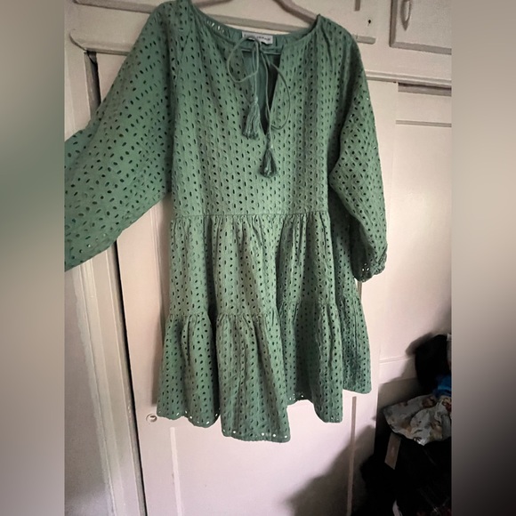 Karina Grimaldi Irina Eyelet Mini Dress in Sage size XS from Revolve - Picture 8 of 14